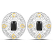 0.93 Carat Genuine Blue Sapphire and White Diamond .925 Sterling Silver Earrings