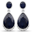 7.90 Carat Dyed Sapphire and White Diamond .925 Sterling Silver Earrings