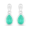 1.35 Carat Genuine Zambian Emerald and White Diamond 10K White Gold Earrings