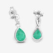 1.35 Carat Genuine Zambian Emerald and White Diamond 10K White Gold Earrings