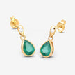 1.35 Carat Genuine Zambian Emerald and White Diamond 10K Yellow Gold Earrings