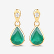 1.35 Carat Genuine Zambian Emerald and White Diamond 10K Yellow Gold Earrings