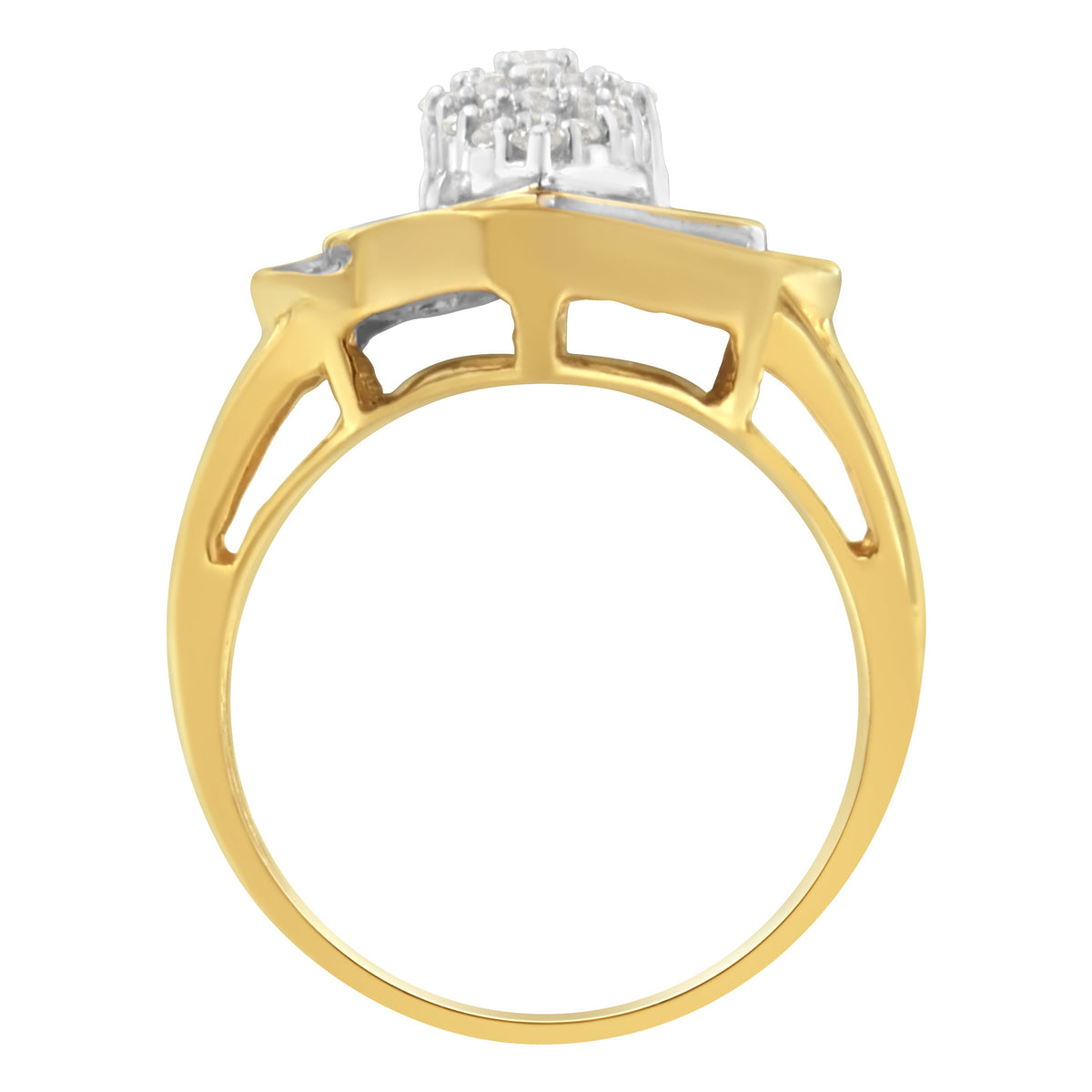 10K Yellow Gold Diamond Cluster Ring (3/4 Cttw, J-K Color, I2-I3 Clarity) - Size 6