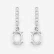 0.14 Carat Genuine White Diamond 14K White Gold Semi Mount Earrings - holds 7x5mm Oval Gemstones