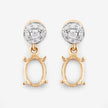 0.11 Carat Genuine White Diamond 14K Yellow Gold Semi Mount Earrings - holds 7x5mm Oval Gemstones