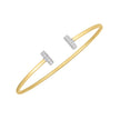 14k Two Tone Gold Diamond Tee Bar Bangle (2.00 mm)