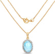 14K Yellow Gold Plated 13.55 Carat Genuine Larimar and White Topaz .925 Sterling Silver Pendant