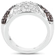 0.94 Carat Genuine Champagne Diamond and White Diamond .925 Sterling Silver Ring