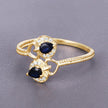 0.34 Carat Genuine Blue Sapphire and White Diamond 14K Yellow Gold Ring