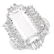 9.77 Carat Genuine Crystal Quartz & White Topaz .925 Sterling Silver Ring