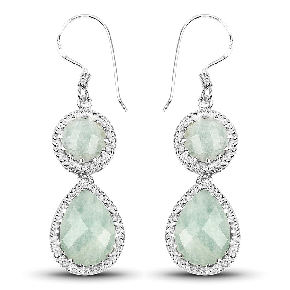 11.82 Carat Genuine Aquamarine .925 Sterling Silver Earrings