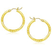 10k Yellow Gold Diamond Cut Hoop Earrings (25mm)