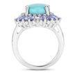 6.10 Carat Genuine Larimar and Tanzanite .925 Sterling Silver Ring