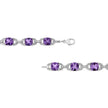 .925 Sterling Silver 7mm Cushion Cut Amethyst Gemstone and Diamond Tennis Link Bracelet (I-J Color, I1-I2 Clarity) - Size 7