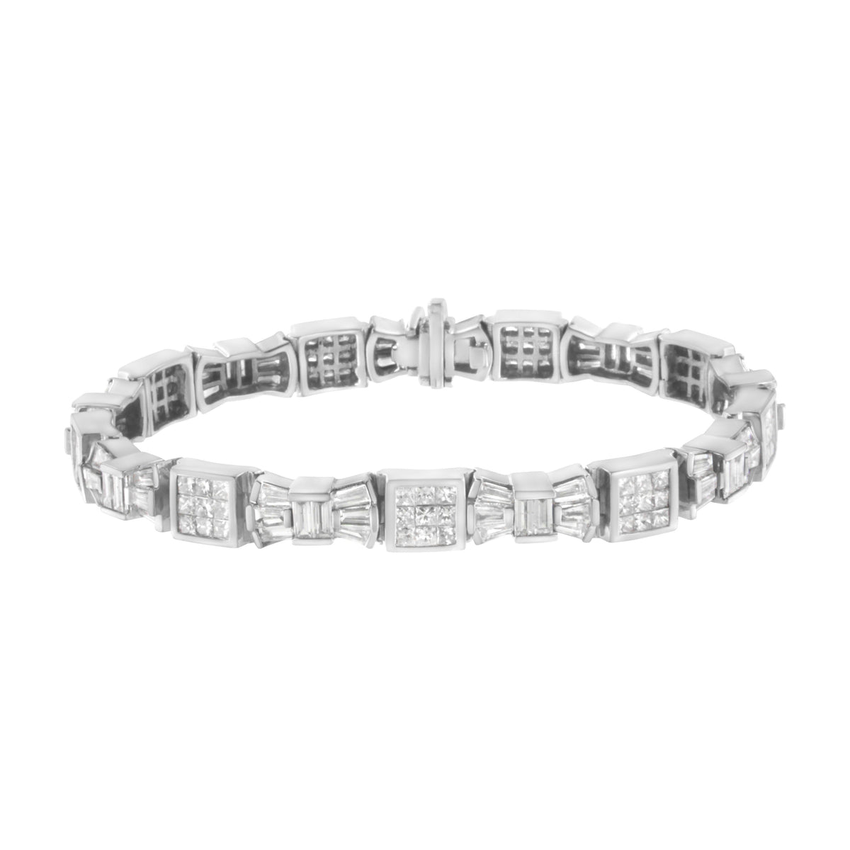 14K Yellow Gold 9.0 Cttw Diamond Alternating Bow and Box Link Bracelet (G-H Color, VS1-VS2 Clarity)- 7