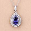 2.56 Carat Genuine Tanzanite and White Diamond 14K White Gold Pendant