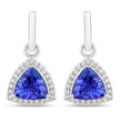 3.86 Carat Genuine Tanzanite and White Diamond 14K White Gold Earrings
