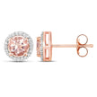 0.93 Carat Genuine Morganite and White Diamond 14K Rose Gold Earrings