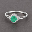 0.46 Carat Genuine Zambian Emerald and White Diamond 14K White Gold Ring
