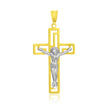 14k Two-Tone Gold Cross with Figure Pendant
