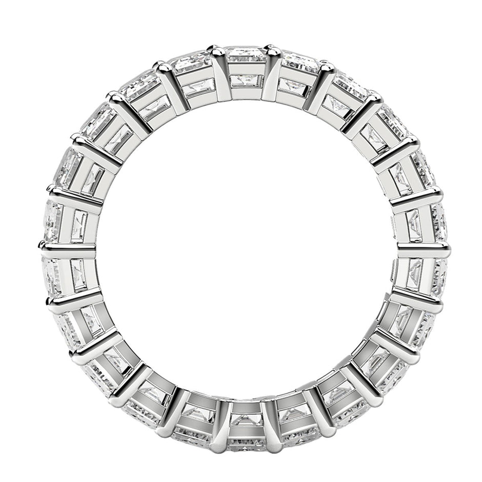Emerald Cut Lab Grown Diamond Eternity Ring in 14k White Gold (4 cttw FG/VS2) - Rings - Custom Crafting Alliance, LLC