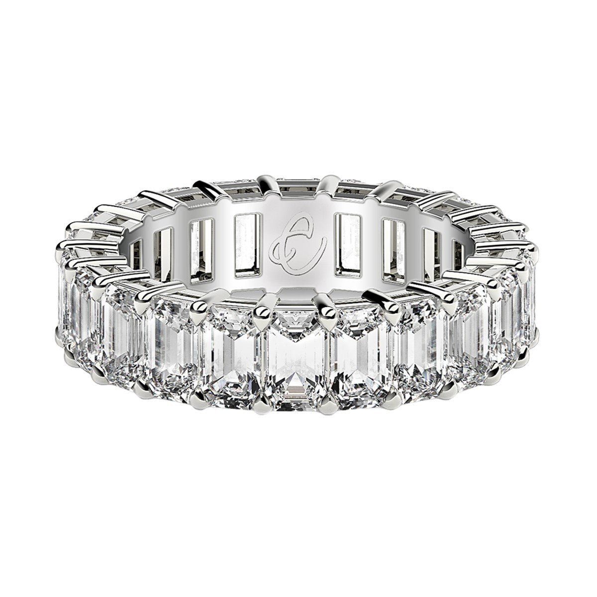 Emerald Cut Lab Grown Diamond Eternity Ring in 14k White Gold (4 cttw FG/VS2) - Rings - Custom Crafting Alliance, LLC