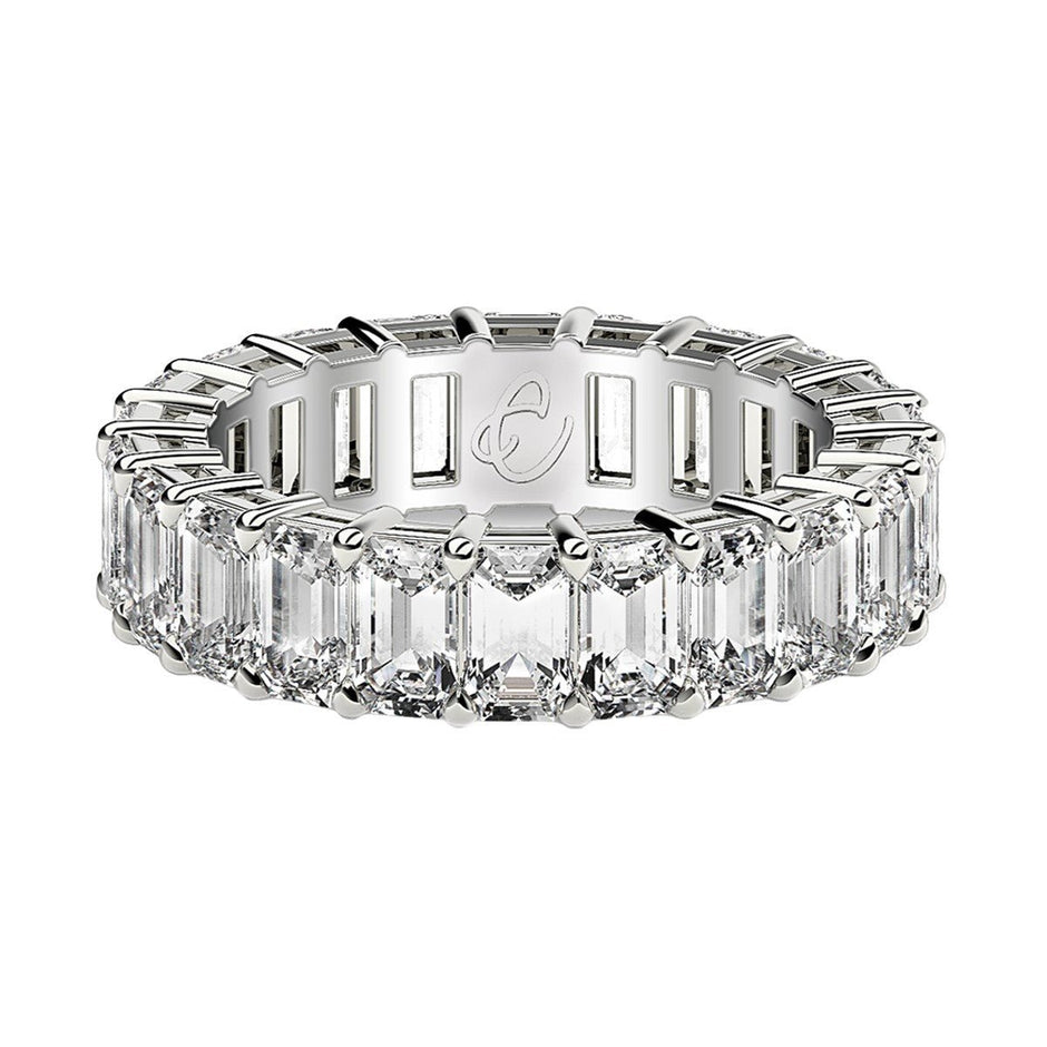 Emerald Cut Lab Grown Diamond Eternity Ring in 14k White Gold (4 cttw FG/VS2) - Rings - Custom Crafting Alliance, LLC
