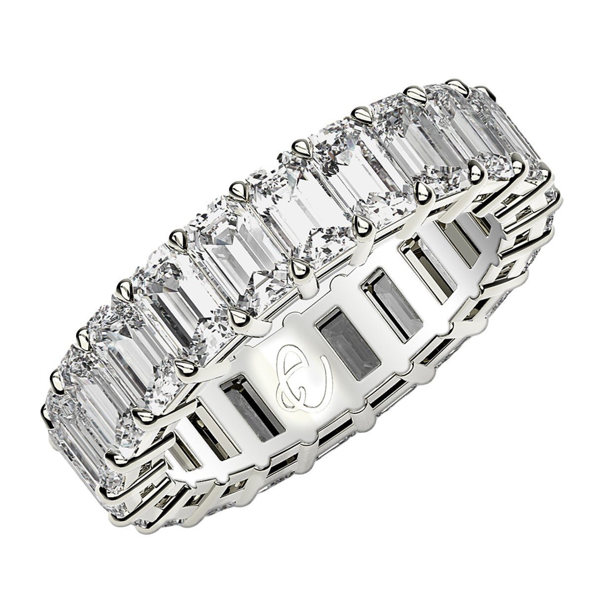 Emerald Cut Lab Grown Diamond Eternity Ring in 14k White Gold (4 cttw FG/VS2) - Rings - Custom Crafting Alliance, LLC