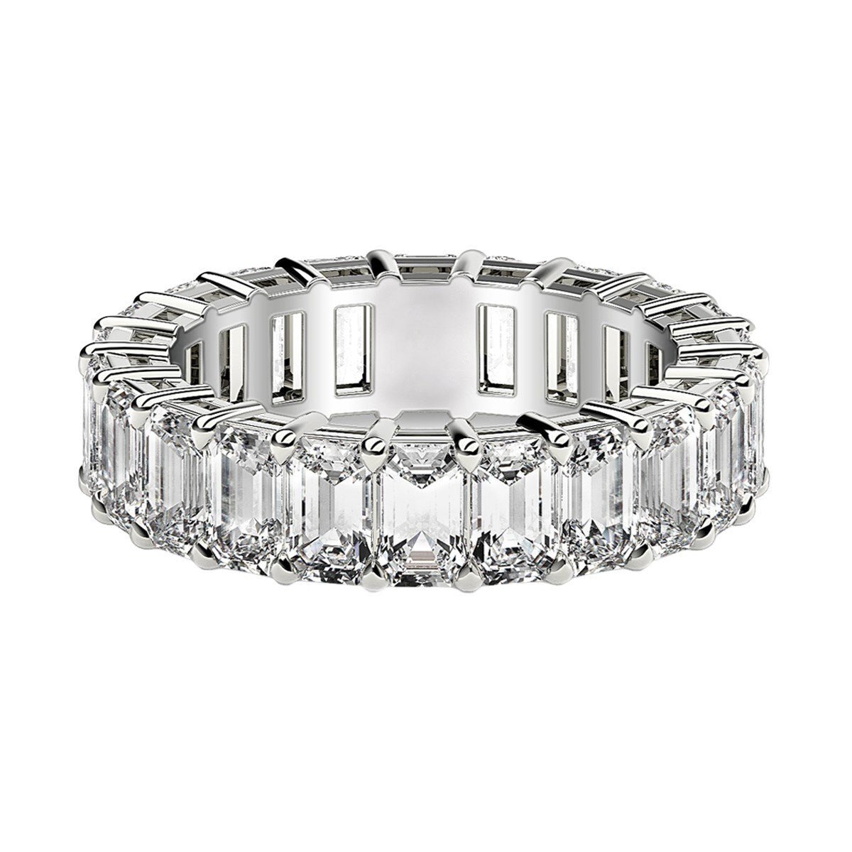 Emerald Cut Lab Grown Diamond Eternity Ring in 14k White Gold (4 cttw FG/VS2) - Rings - Custom Crafting Alliance, LLC