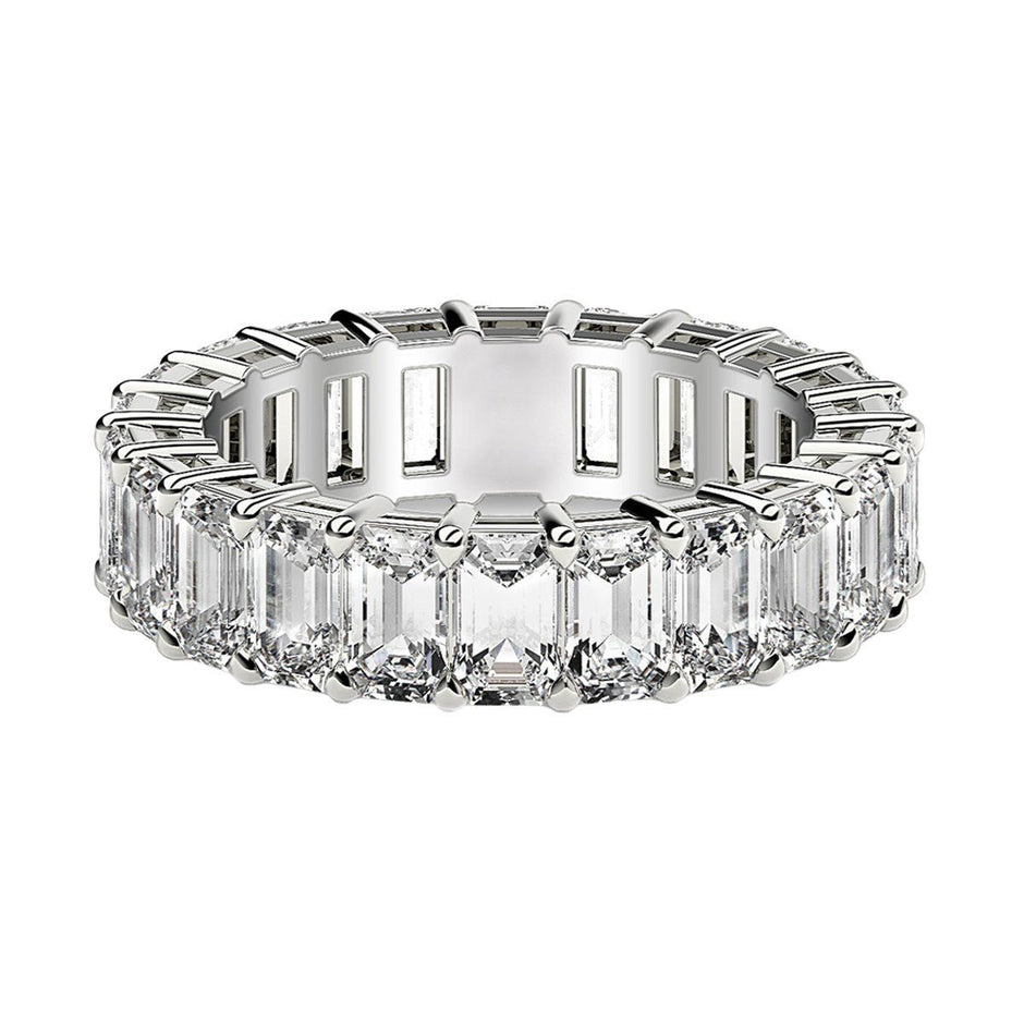 Emerald Cut Lab Grown Diamond Eternity Ring in 14k White Gold (4 cttw FG/VS2) - Rings - Custom Crafting Alliance, LLC