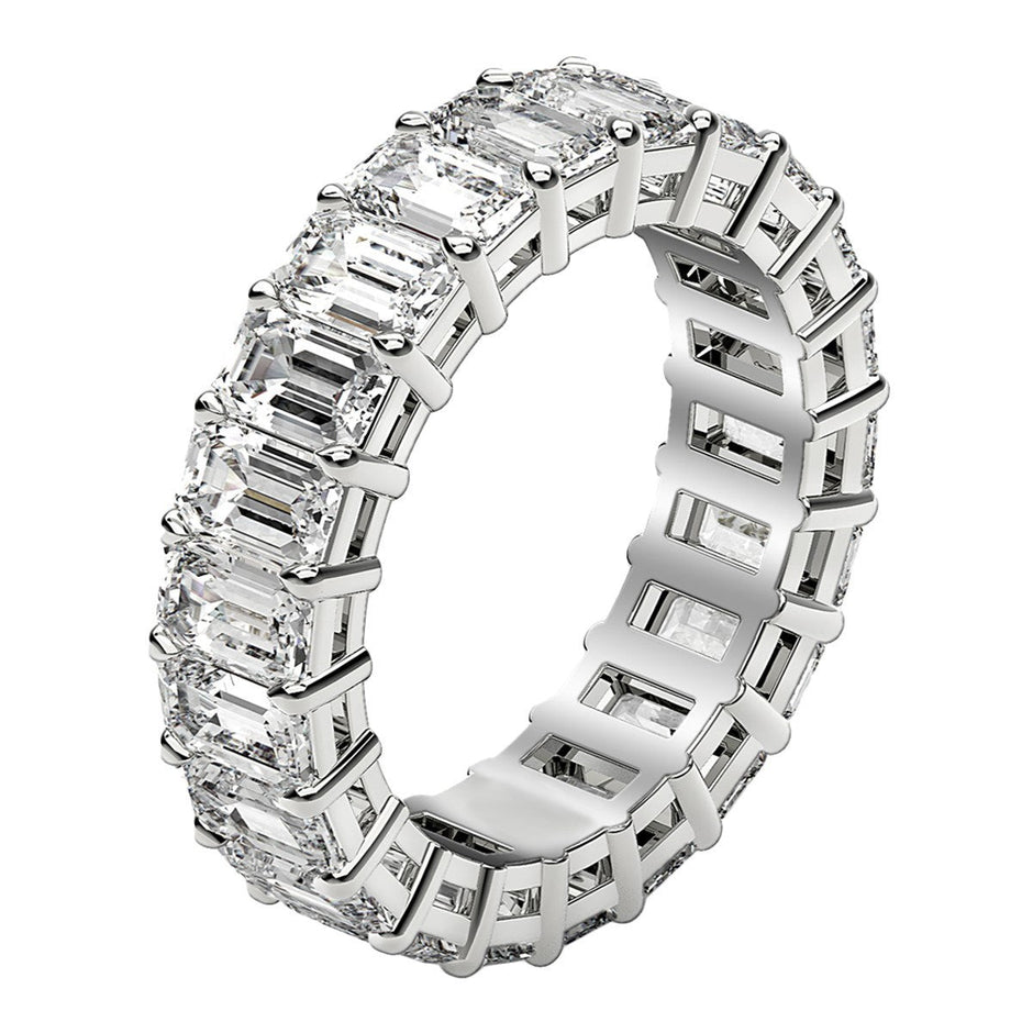 Emerald Cut Lab Grown Diamond Eternity Ring in 14k White Gold (4 cttw FG/VS2) - Rings - Custom Crafting Alliance, LLC