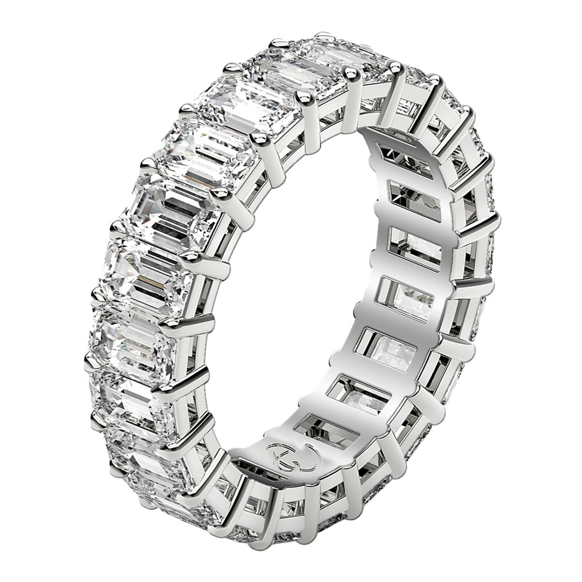 Emerald Cut Lab Grown Diamond Eternity Ring in 14k White Gold (4 cttw FG/VS2) - Rings - Custom Crafting Alliance, LLC