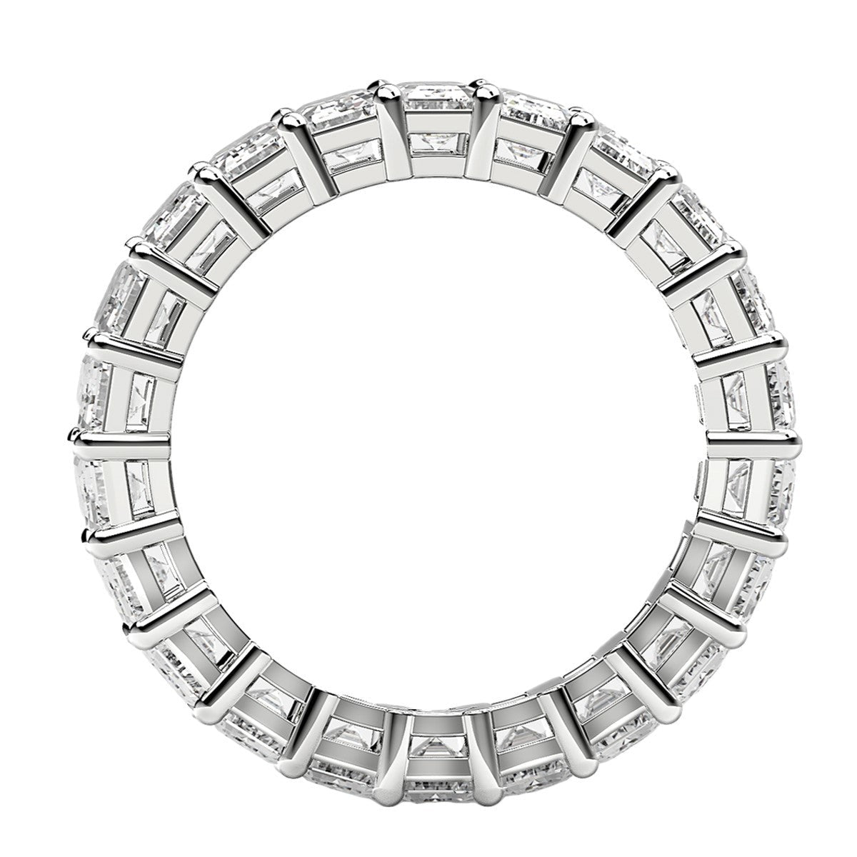 Emerald Cut Lab Grown Diamond Eternity Ring in 14k White Gold (4 cttw FG/VS2) - Rings - Custom Crafting Alliance, LLC