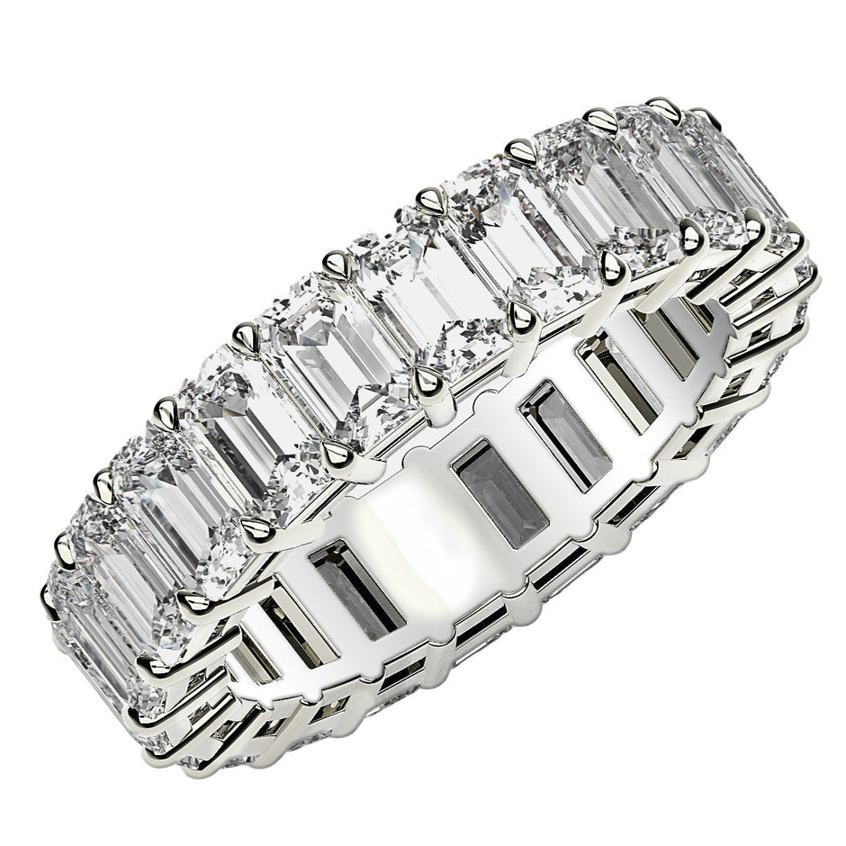 Emerald Cut Lab Grown Diamond Eternity Ring in 14k White Gold (6 cttw FG/VS2) - Rings - Custom Crafting Alliance, LLC