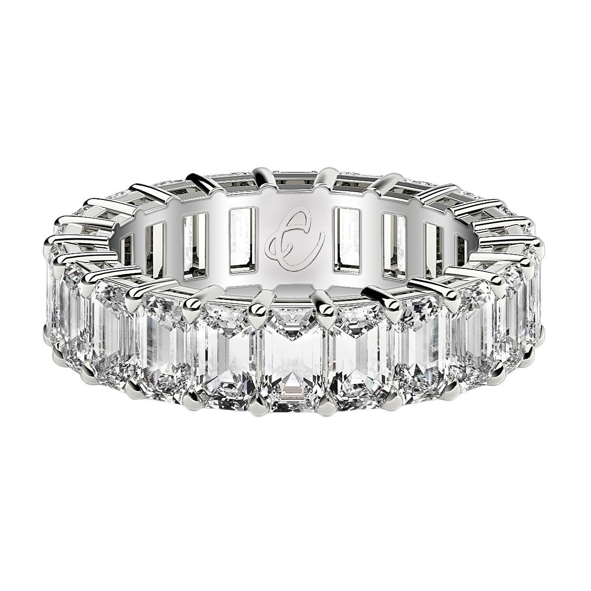 Emerald Cut Lab Grown Diamond Eternity Ring in 14k White Gold (6 cttw FG/VS2) - Rings - Custom Crafting Alliance, LLC