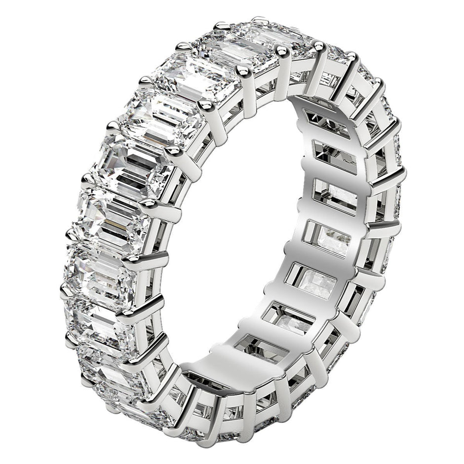 Emerald Cut Lab Grown Diamond Eternity Ring in 14k White Gold (6 cttw FG/VS2) - Rings - Custom Crafting Alliance, LLC