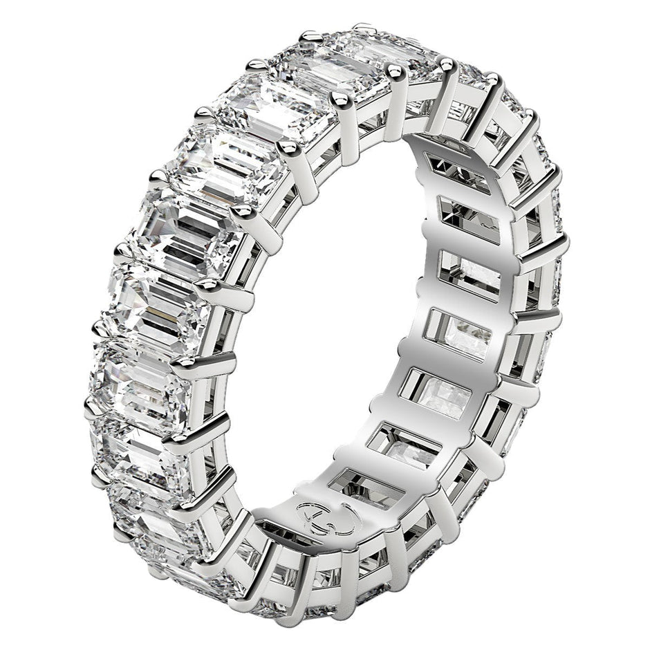 Emerald Cut Lab Grown Diamond Eternity Ring in 14k White Gold (6 cttw FG/VS2) - Rings - Custom Crafting Alliance, LLC