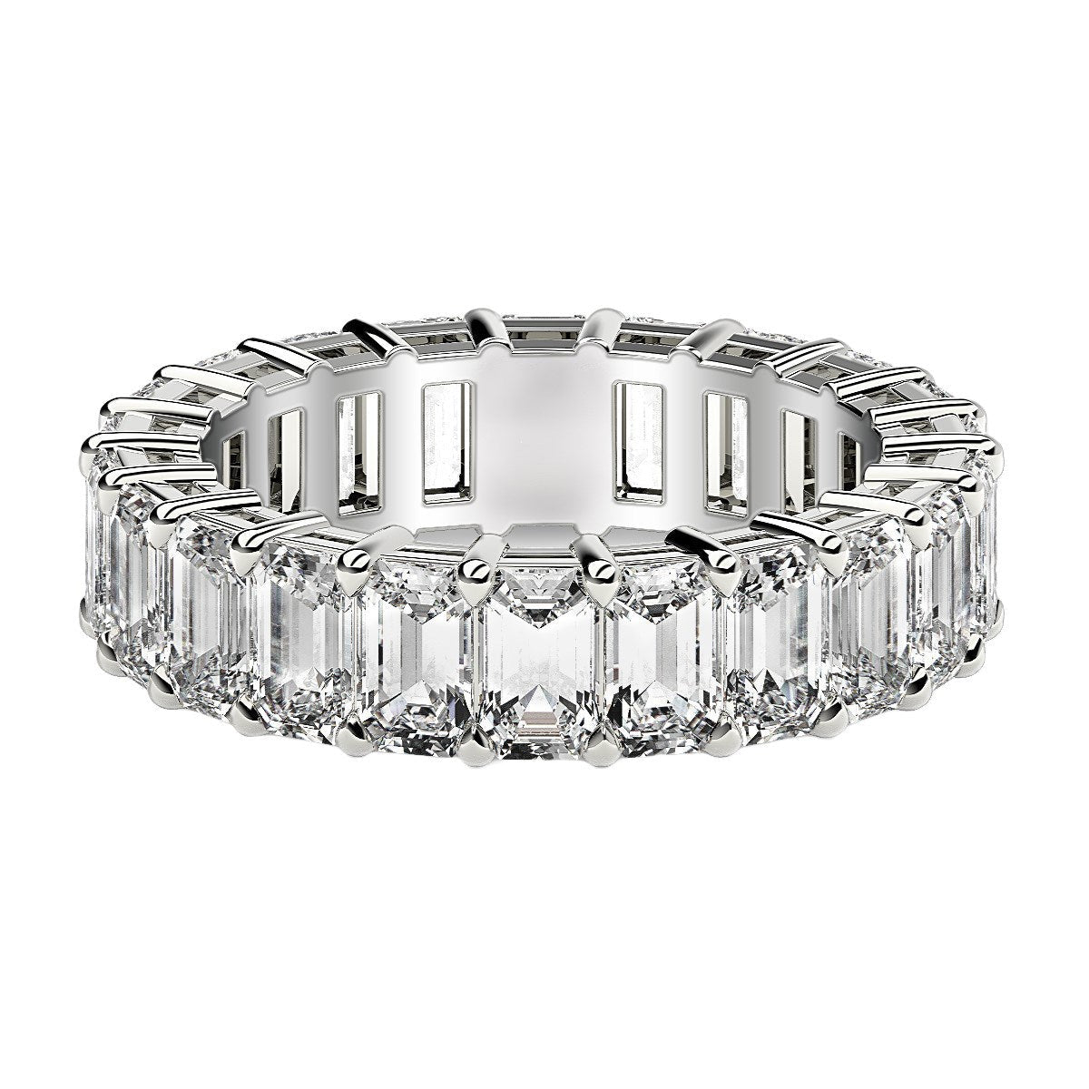 Emerald Cut Lab Grown Diamond Eternity Ring in 14k White Gold (6 cttw FG/VS2) - Rings - Custom Crafting Alliance, LLC