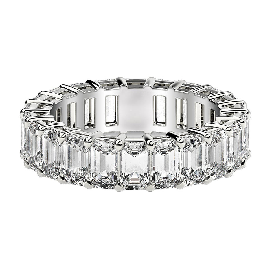 Emerald Cut Lab Grown Diamond Eternity Ring in 14k White Gold (6 cttw FG/VS2) - Rings - Custom Crafting Alliance, LLC