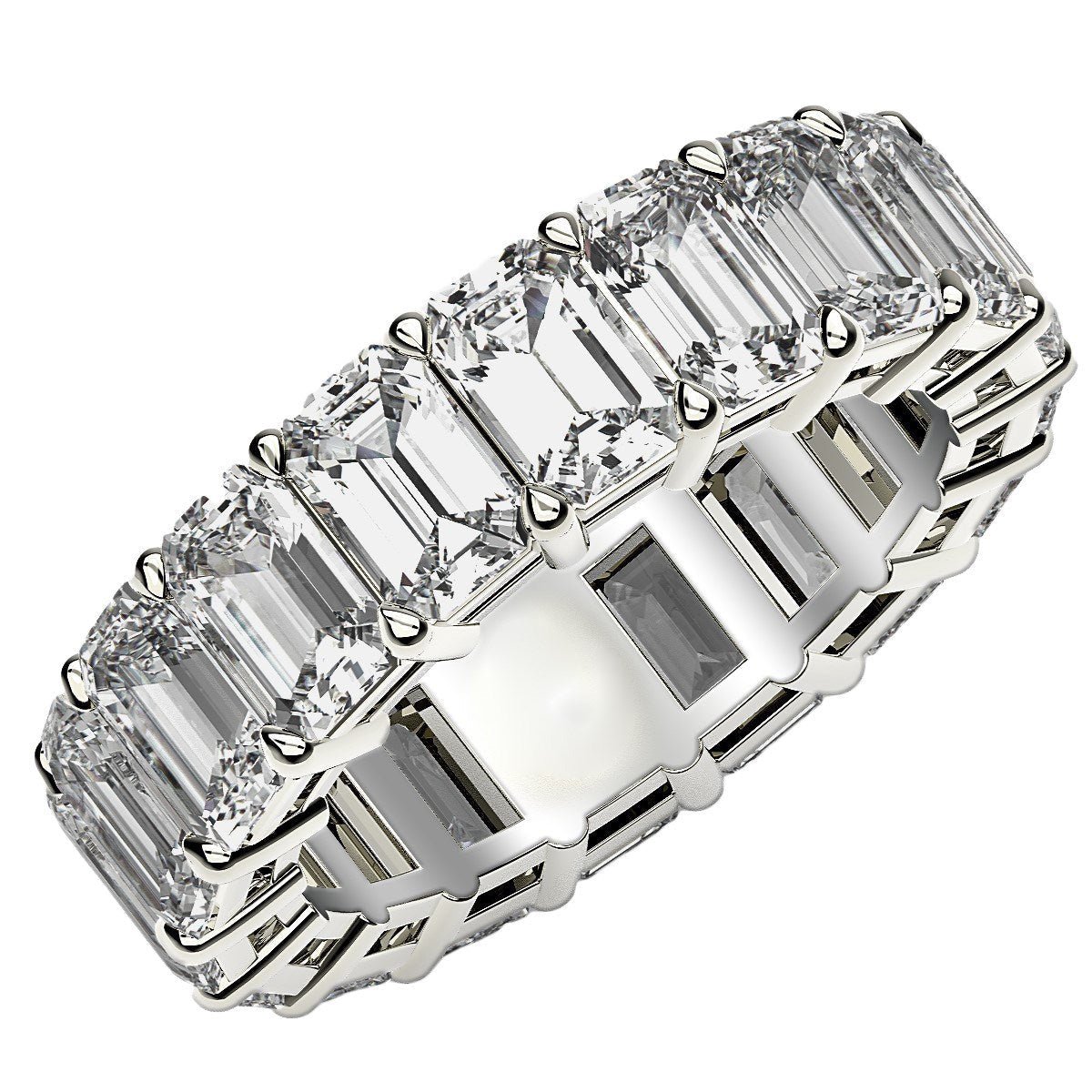 Emerald Cut Lab Grown Diamond Eternity Ring in 14k White Gold (8 cttw FG/VS2) - Rings - Custom Crafting Alliance, LLC