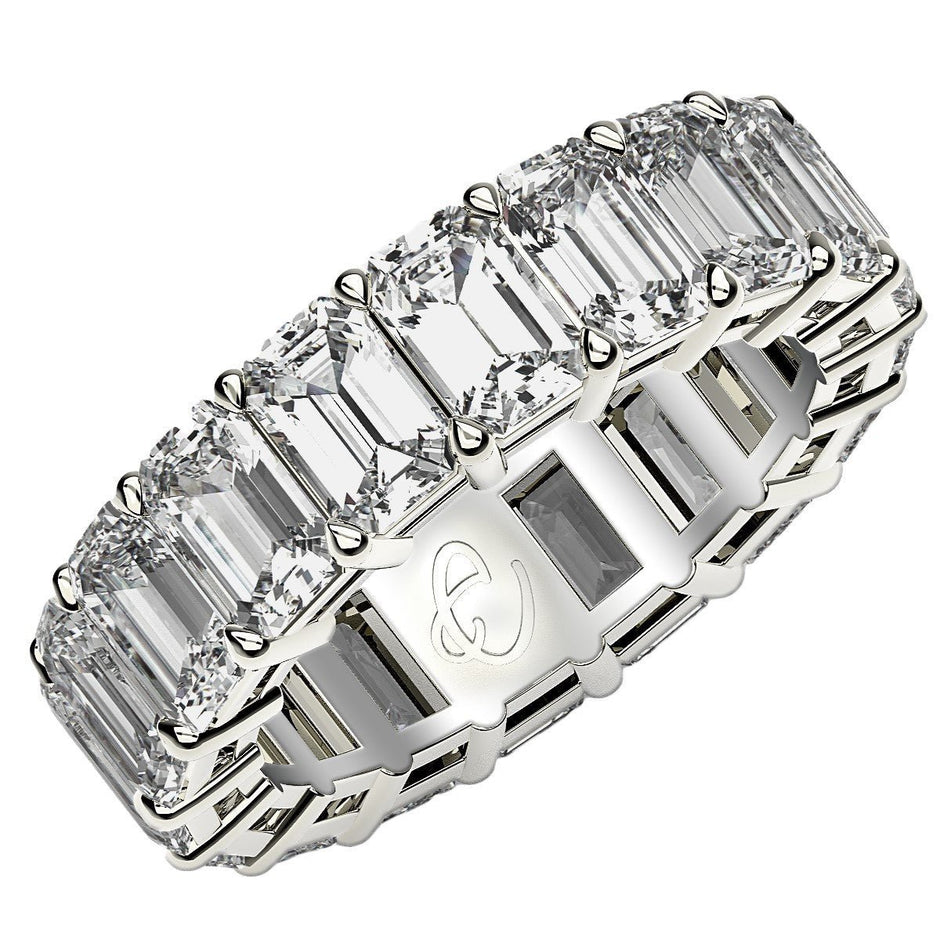 Emerald Cut Lab Grown Diamond Eternity Ring in 14k White Gold (8 cttw FG/VS2) - Rings - Custom Crafting Alliance, LLC