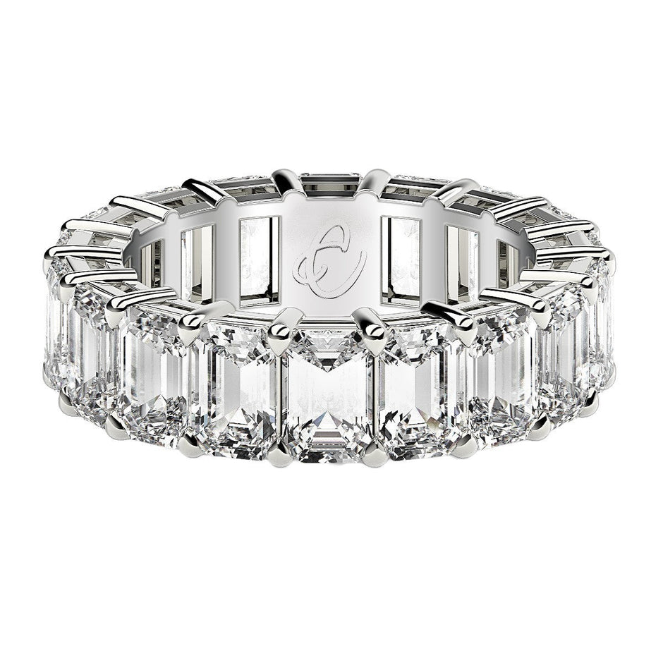 Emerald Cut Lab Grown Diamond Eternity Ring in 14k White Gold (8 cttw FG/VS2) - Rings - Custom Crafting Alliance, LLC