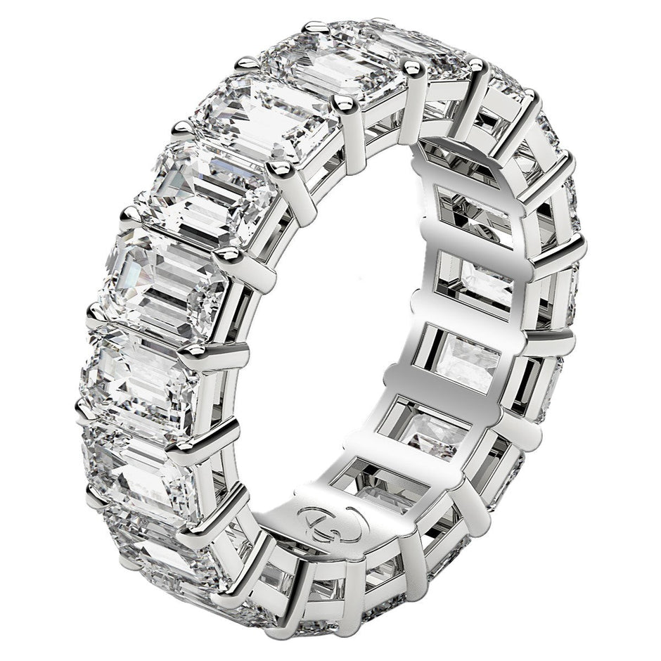 Emerald Cut Lab Grown Diamond Eternity Ring in 14k White Gold (8 cttw FG/VS2) - Rings - Custom Crafting Alliance, LLC