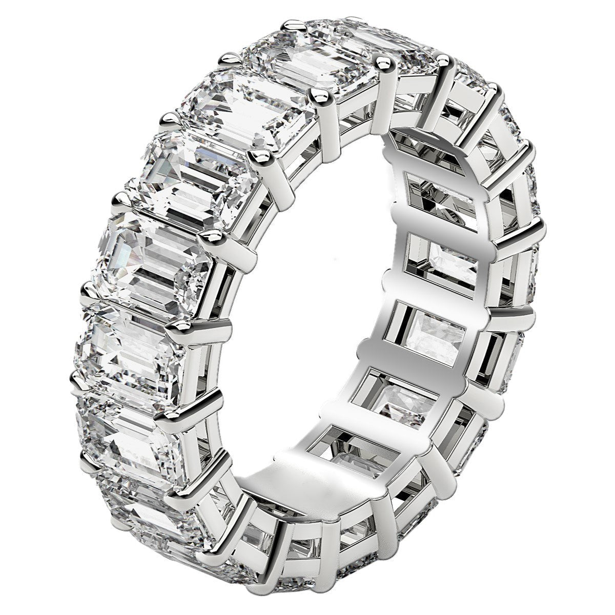Emerald Cut Lab Grown Diamond Eternity Ring in 14k White Gold (8 cttw FG/VS2) - Rings - Custom Crafting Alliance, LLC