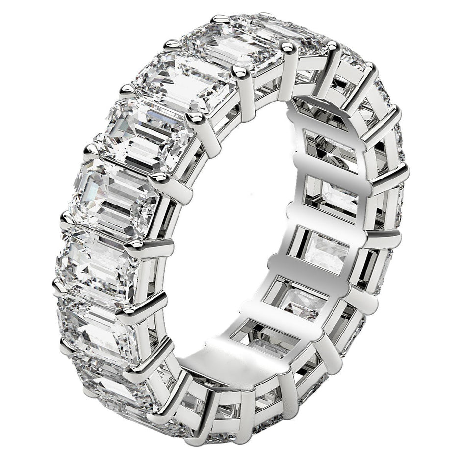 Emerald Cut Lab Grown Diamond Eternity Ring in 14k White Gold (8 cttw FG/VS2) - Rings - Custom Crafting Alliance, LLC