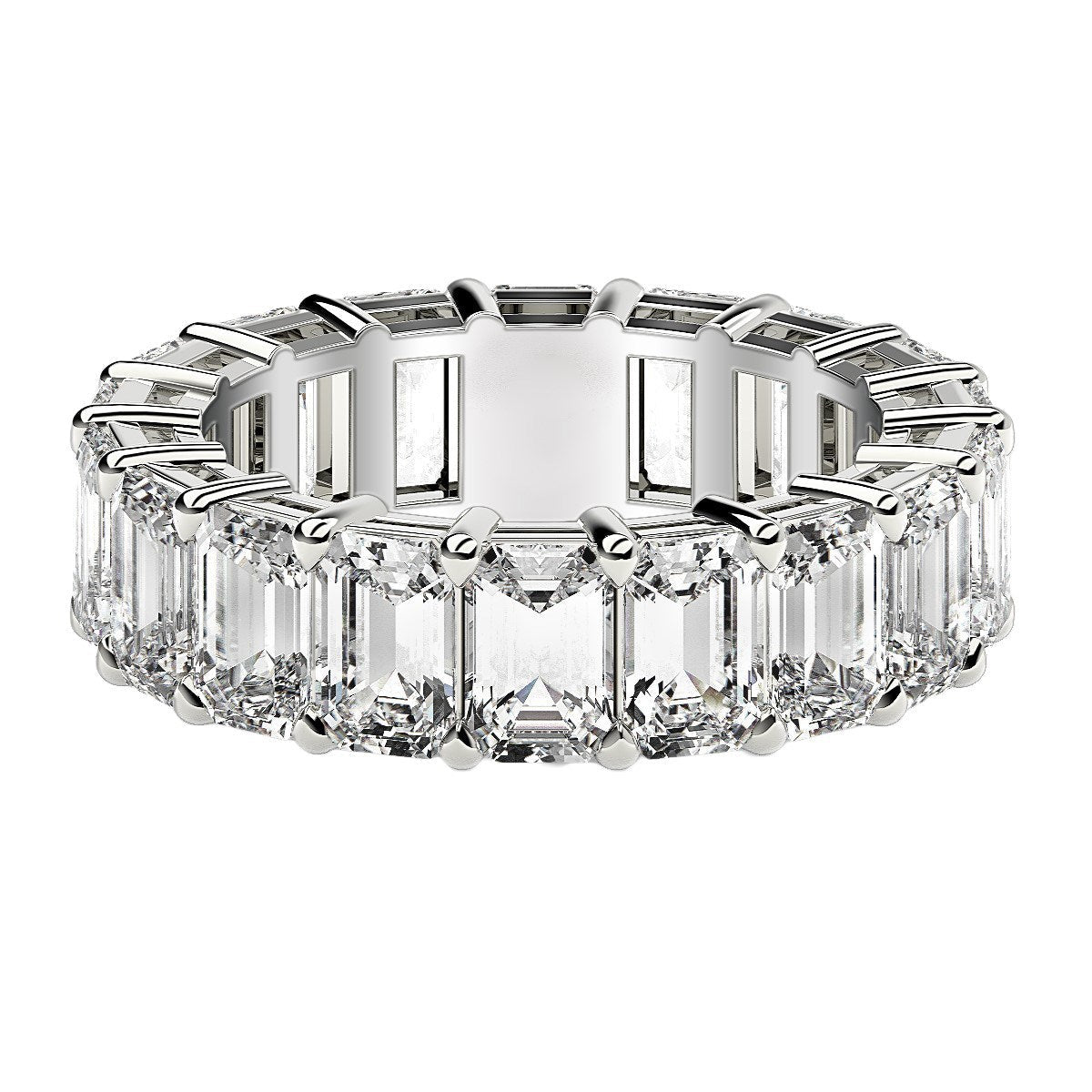 Emerald Cut Lab Grown Diamond Eternity Ring in 14k White Gold (8 cttw FG/VS2) - Rings - Custom Crafting Alliance, LLC