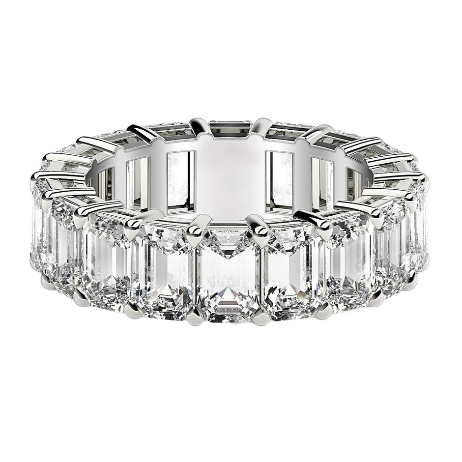 Emerald Cut Lab Grown Diamond Eternity Ring in 14k White Gold (8 cttw FG/VS2) - Rings - Custom Crafting Alliance, LLC