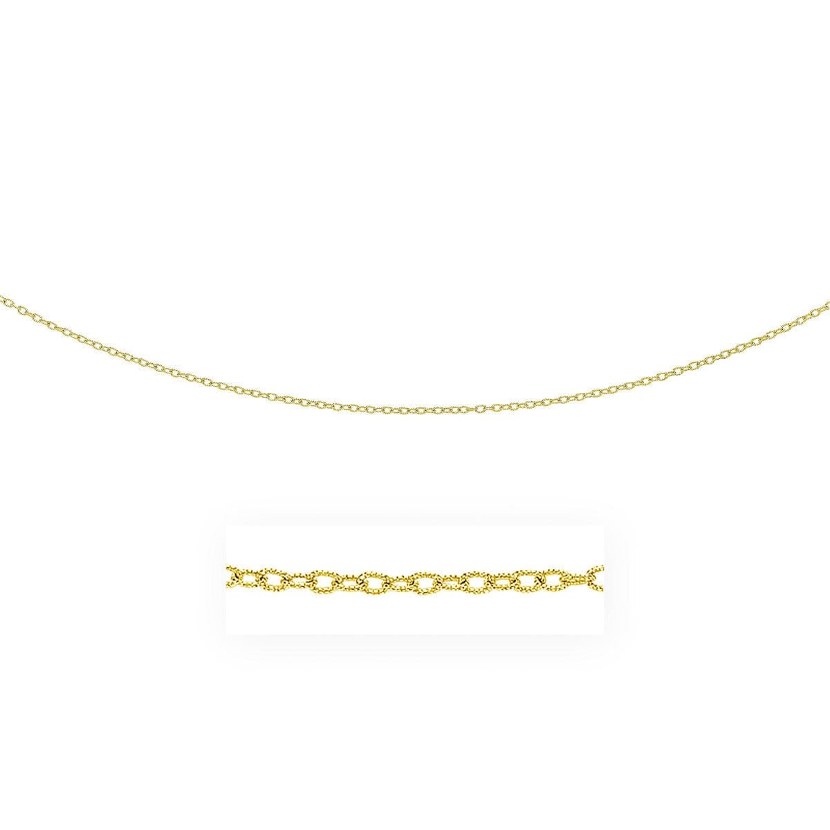 2.5mm 14k Yellow Gold Pendant Chain with Textured Links