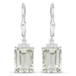7.23 Carat Genuine Green Amethyst and White Topaz .925 Sterling Silver Earrings