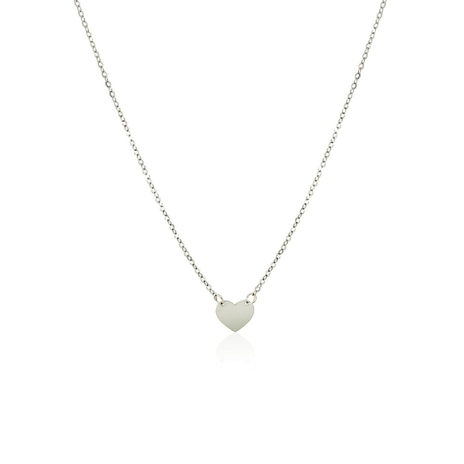 14k White Gold Polished Mini Heart Necklace